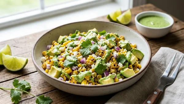 Grilled Corn and Avocado Salad with Cilantro-Lime Dressing