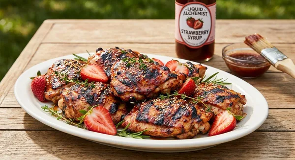 Liquid Alchemist Strawberry Syrup BBQ Glazed Chicken for the Grill