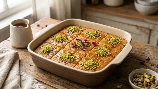 Pistachio Basbousa