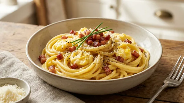 Breakfast Carbonara with Crispy Pancetta and Soft-Scrambled Egg Yolks
