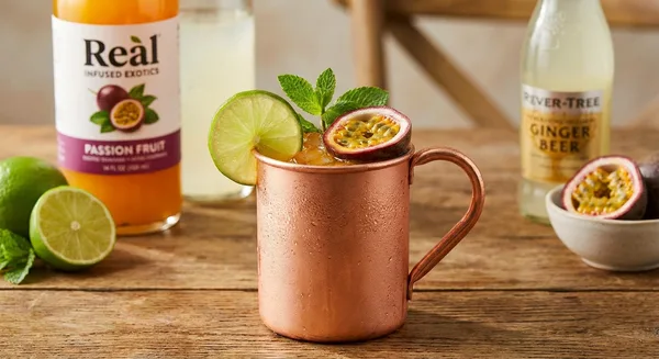 Passion Fruit Mule with Reàl Infused Exotics and Ginger Beer
