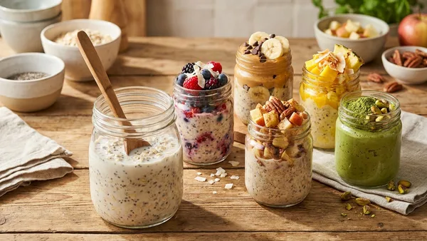 Overnight Oats Base with 5 Flavor Variations