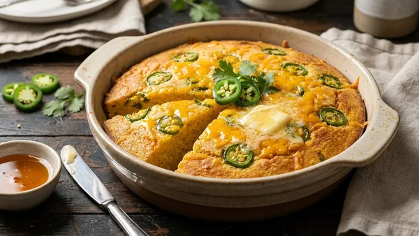 Griddled Cheddar Jalapeño Cornbread with Honey Butter