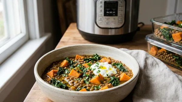 Instant Pot Lentil and Sweet Potato Stew for Fiber-Rich Meal Prep