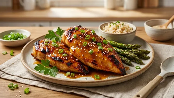 Air Fryer Honey Garlic Chicken Breast with Crispy Edges and Sticky Glaze