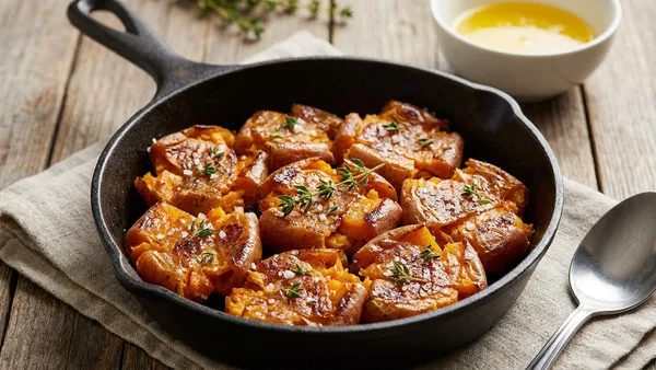 Brown Butter Smashed Sweet Potatoes