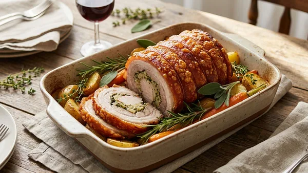 Porchetta: Herb-Stuffed Rolled Pork Roast with Crispy Crackling