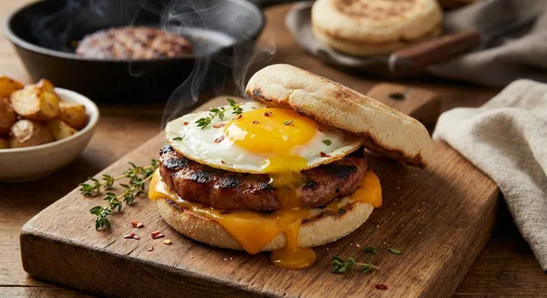 Smoked Sausage Breakfast Sandwich