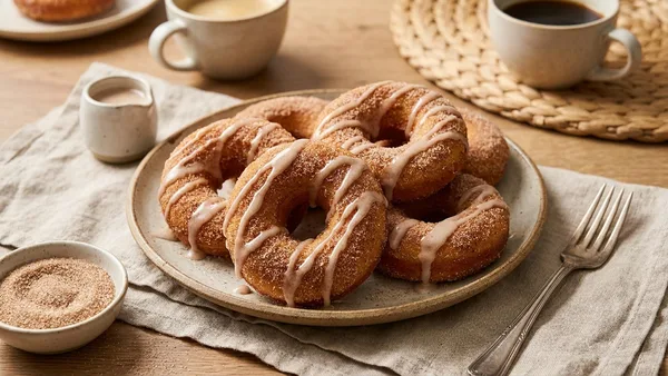 Air Fryer Donuts Using Biscuit Dough with Cinnamon Sugar Glaze