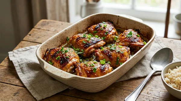 30-Minute Sticky Baked Honey Garlic Chicken Thighs with Crisp Edges