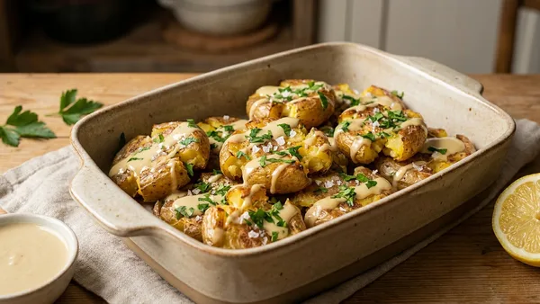 Tahini Smashed Potatoes