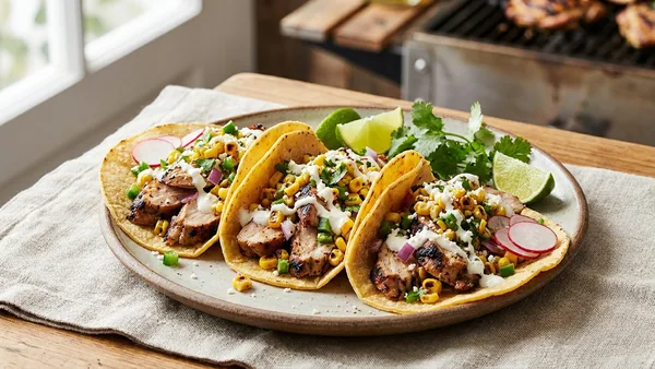 Grilled Citrus-Herb Chicken Tacos with Charred Corn Salsa