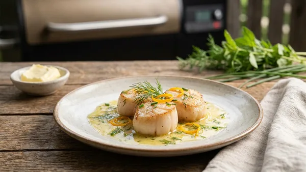 Smoked Scallops with Citrus-Herb Butter for Pellet Smokers