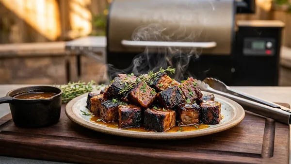 Traeger Burnt Ends from Brisket Tips with Molasses Glaze