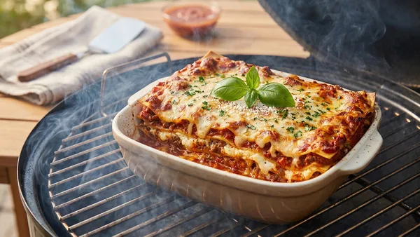 Smoked Three-Cheese Lasagna on the Smoker