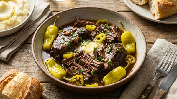 Crockpot Mississippi Pot Roast with Pepperoncini and Butter
