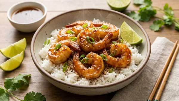 Honey Garlic Shrimp Rice Bowl (15-Minute Stovetop Dinner)