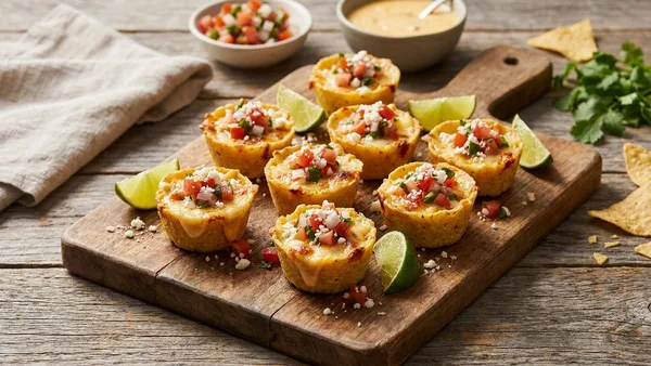 Mini Taco Bites: Snack-Sized Corn Cups with Queso Fundido and Pico