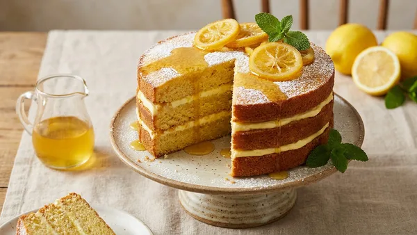 Zesty Lemon Olive Oil Layer Cake with Limoncello Syrup
