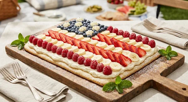 Red White and Blue Flag Fruit Pizza with Mascarpone