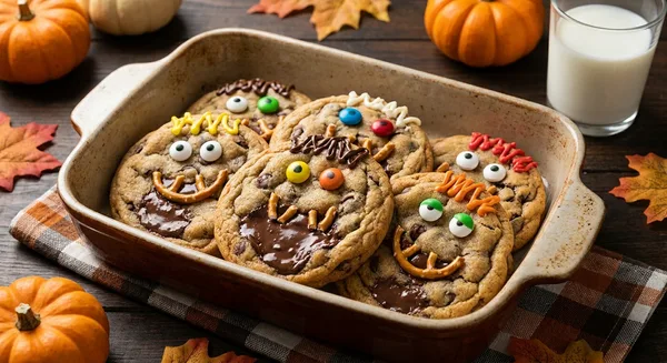 Spooky Monster Chocolate Chip Cookies — Giant Soft Halloween Cookies
