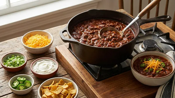 Classic Beef Chili with Optional Toppings