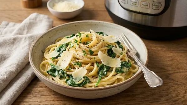 Instant Pot Garlic Butter Pasta with Spinach and Parmesan