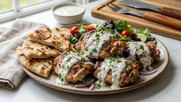 Chicken Shawarma Spiced Grilled Chicken with Garlic Yogurt Sauce