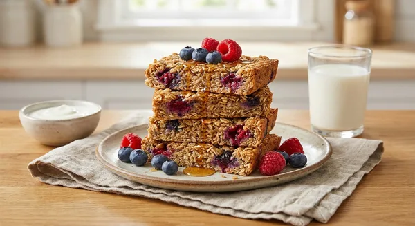 Baked Oatmeal Bars with Berries