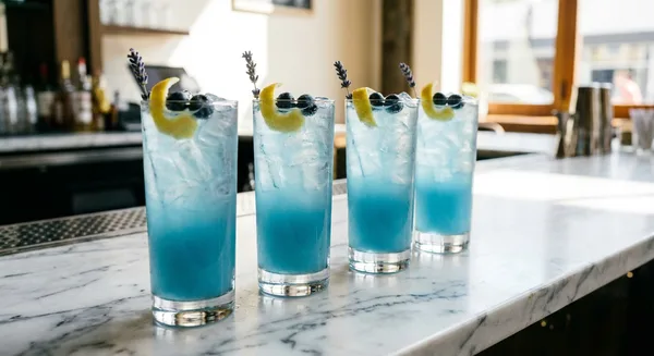 Blueberry-Lavender Gin Fizz (Patriotic Blue Spritz)