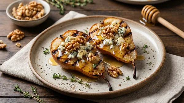 Grilled Pears with Blue Cheese
