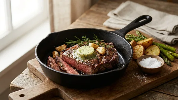 Cast Iron Steak with Herb Butter