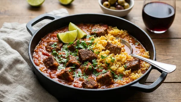 Arroz con Carne — Cuban Style One-Pot Beef and Rice with Sofrito