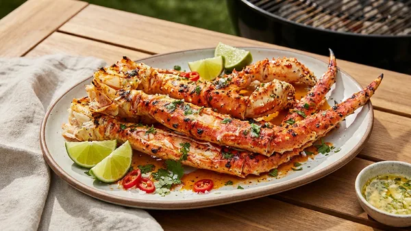 Grilled Chile-Lime King Crab Legs with Garlic Butter