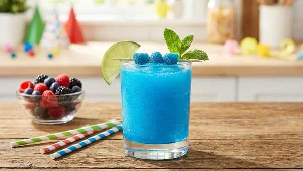 Non Alcoholic Blue Raspberry Ninja Slushy for Kids and Parties