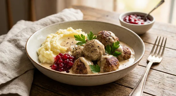 Easy Swedish Meatball Dinner (Freezer Meatballs With Lingonberry Sauce And Mashed Potatoes)