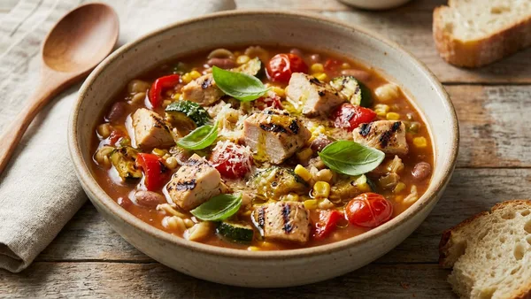 Grilled Chicken and Charred Vegetable Minestrone