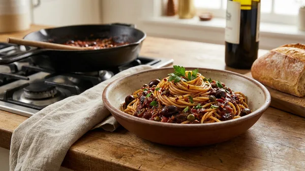Putanesca Sauce (Anchovy, Olive, and Caper Tomato Sauce)