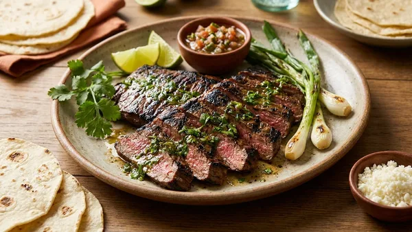 Carne Asada Grilled Skirt Steak with Lime and Cilantro Marinade