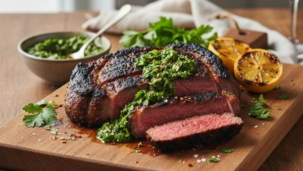 Coffee-Rubbed Grilled Flank Steak with Chimichurri