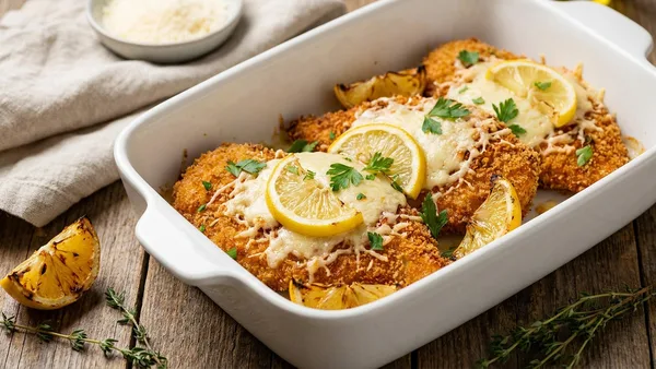 Crispy Panko-Baked Chicken Cutlets with Lemon-Parmesan