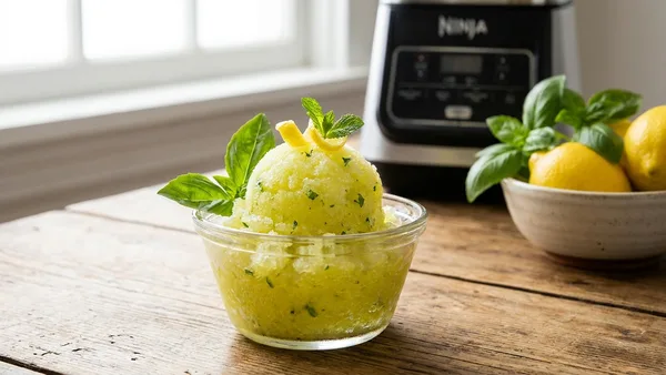 Lemon Basil Granita Slushy for Ninja Machine