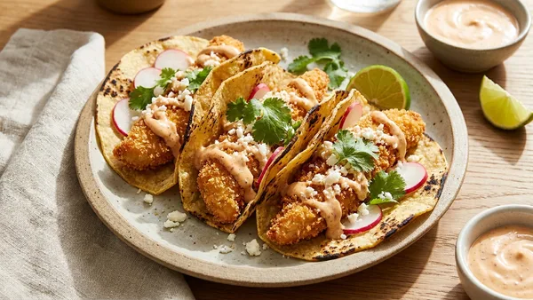 Air Fryer Crispy Buttermilk Chicken Tacos with Smoky Mayo