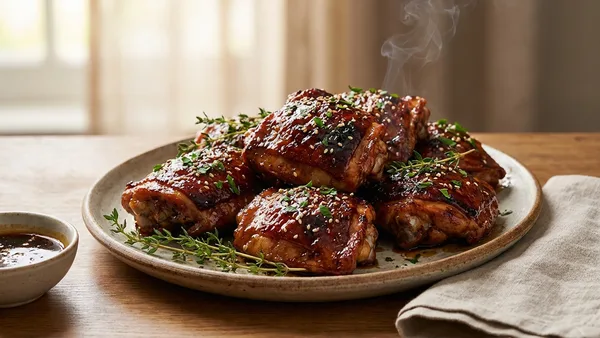 Smoked Honey Garlic Chicken Thighs with Maple-Soy Glaze