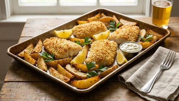 Sheet Pan Fish and Chips