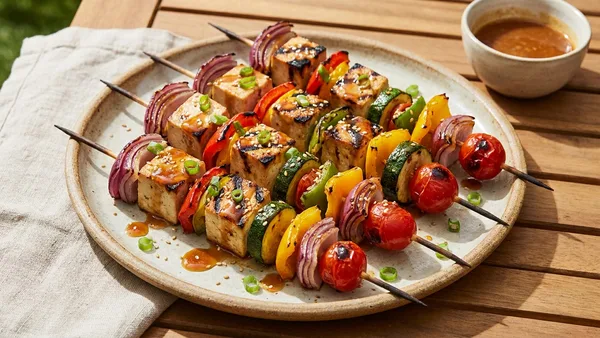 Tofu and Miso-Glazed Vegetable Kabobs (Vegan)
