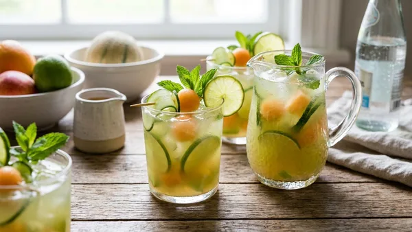 Sparkling Cucumber Melon Agua Fresca (Fresh Fruit Cooler)