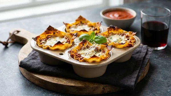 Air Fryer Mini Lasagna Cups with Crispy Edges