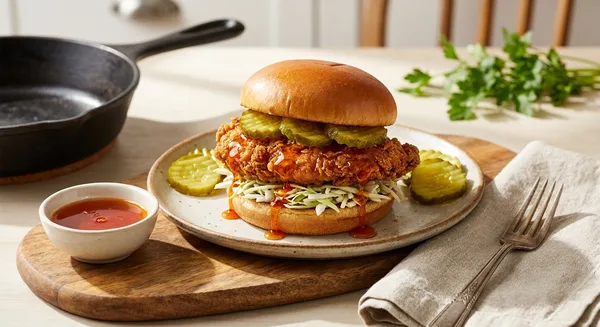 Mike's Hot Honey Fried Chicken Sandwich with Pickles and Slaw