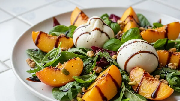 Baked Peaches Burrata Balsamic